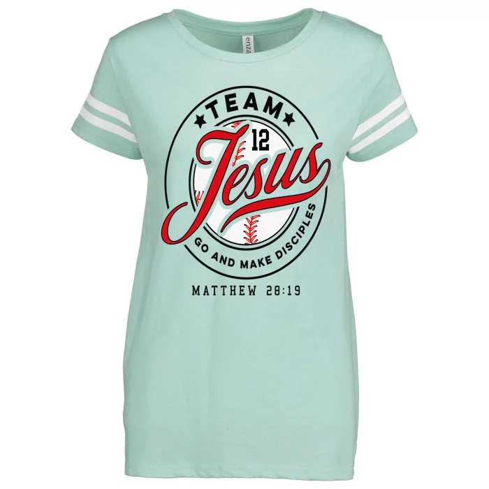 Jesus and Baseball Team Jesus Christian Matthew 2819 Love Enza Ladies Jersey Football T-Shirt