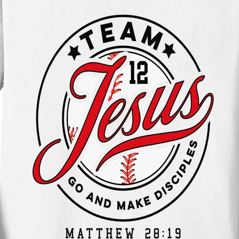 Jesus and Baseball Team Jesus Christian Matthew 2819 Love Kids Long Sleeve Shirt