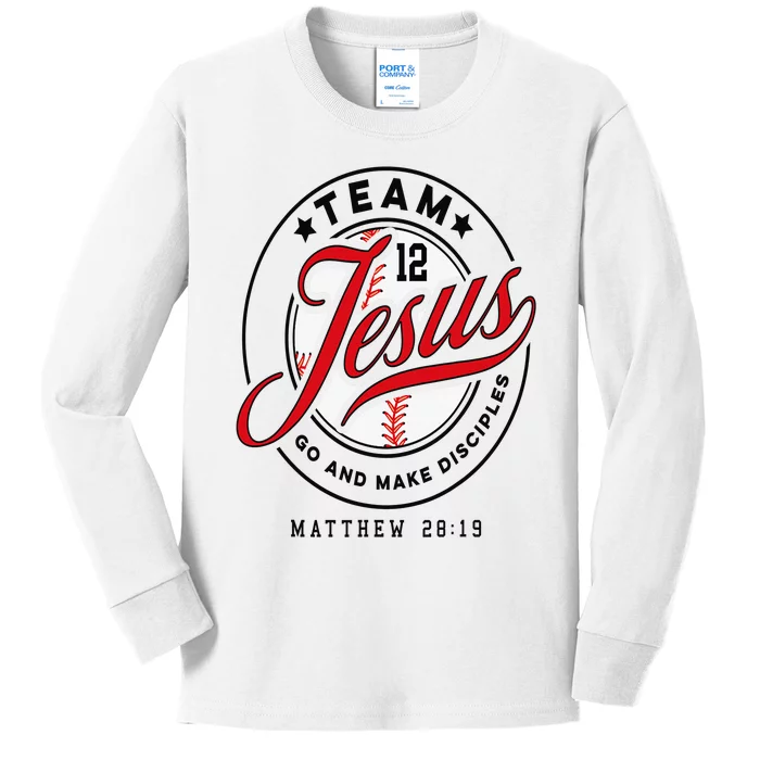 Jesus and Baseball Team Jesus Christian Matthew 2819 Love Kids Long Sleeve Shirt