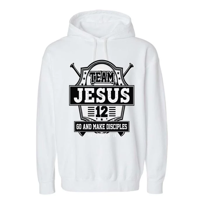 Jesus and Baseball Team Jesus Christian Matthew 2819 Love Garment-Dyed Fleece Hoodie