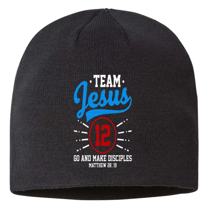 Jesus And Baseball Team Jesus Christian Matthew 2819 Verse 8 1/2in Sustainable Knit Beanie