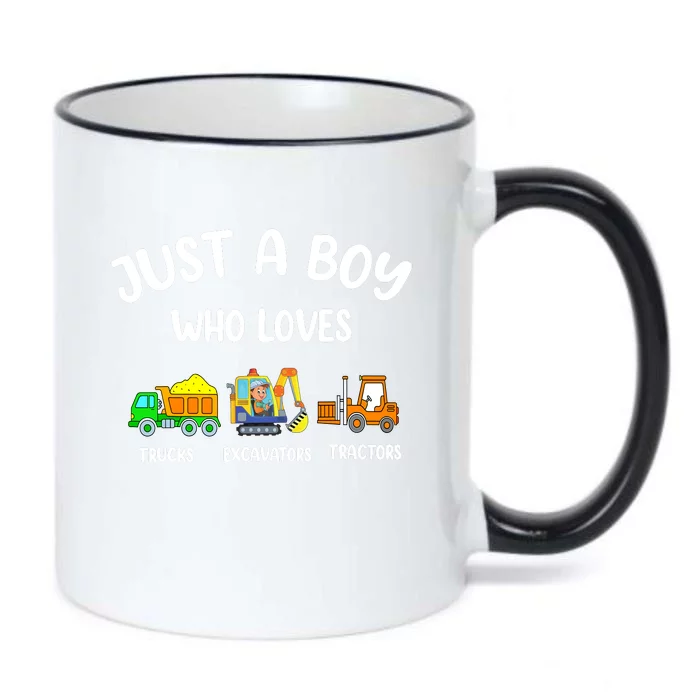 Just A Boy Who Loves Trucks Excavators Tractors Black Color Changing Mug