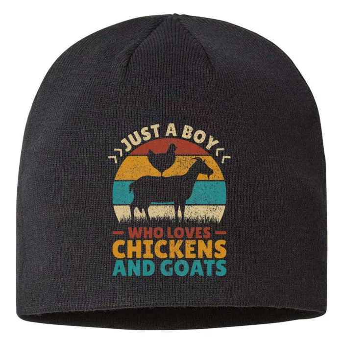 Just A Boy Who Loves Chickens Goats Farm Animal Lover Farmer 8 1/2in Sustainable Knit Beanie