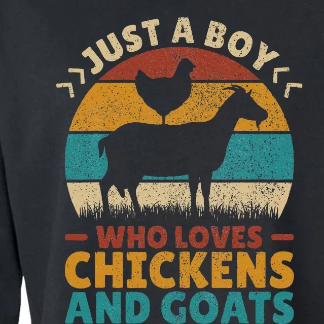 Just A Boy Who Loves Chickens Goats Farm Animal Lover Farmer Cropped Pullover Crew