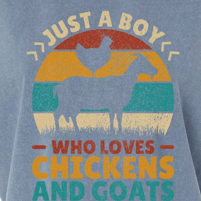 Just A Boy Who Loves Chickens Goats Farm Animal Lover Farmer Garment-Dyed Women's Muscle Tee