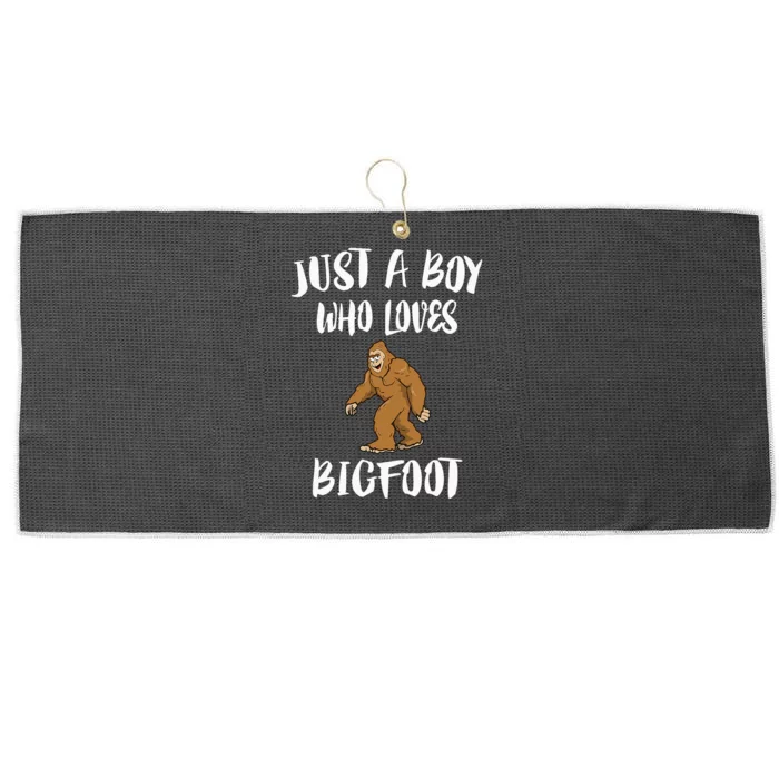 Just A Boy Who Loves Bigfoot Animal Gift Large Microfiber Waffle Golf Towel