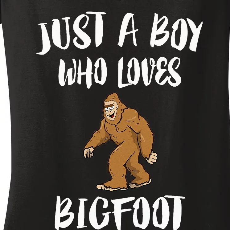 Just A Boy Who Loves Bigfoot Animal Gift Women's V-Neck T-Shirt