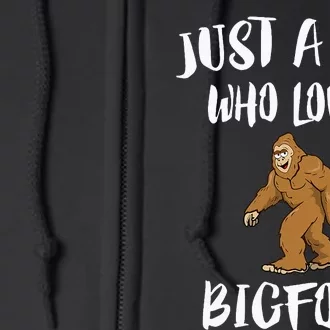 Just A Boy Who Loves Bigfoot Animal Gift Full Zip Hoodie