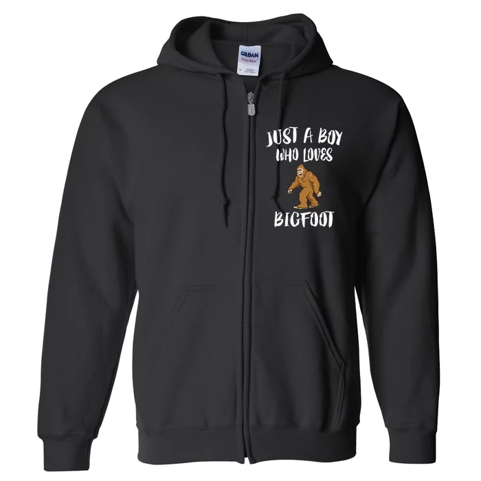 Just A Boy Who Loves Bigfoot Animal Gift Full Zip Hoodie