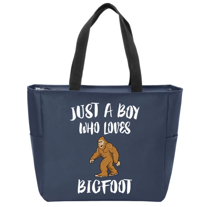 Just A Boy Who Loves Bigfoot Animal Gift Zip Tote Bag