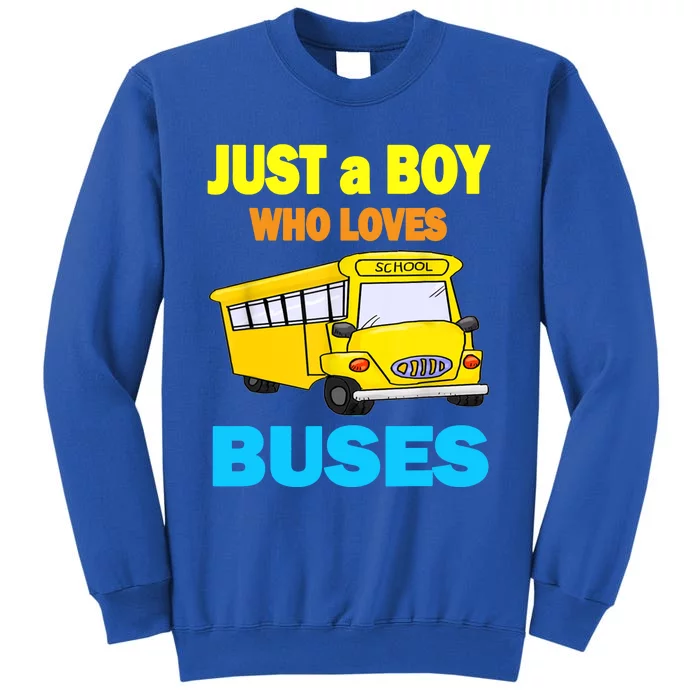 Just A Boy Who Loves School Buses & Cute Bus Lovers Tall Sweatshirt