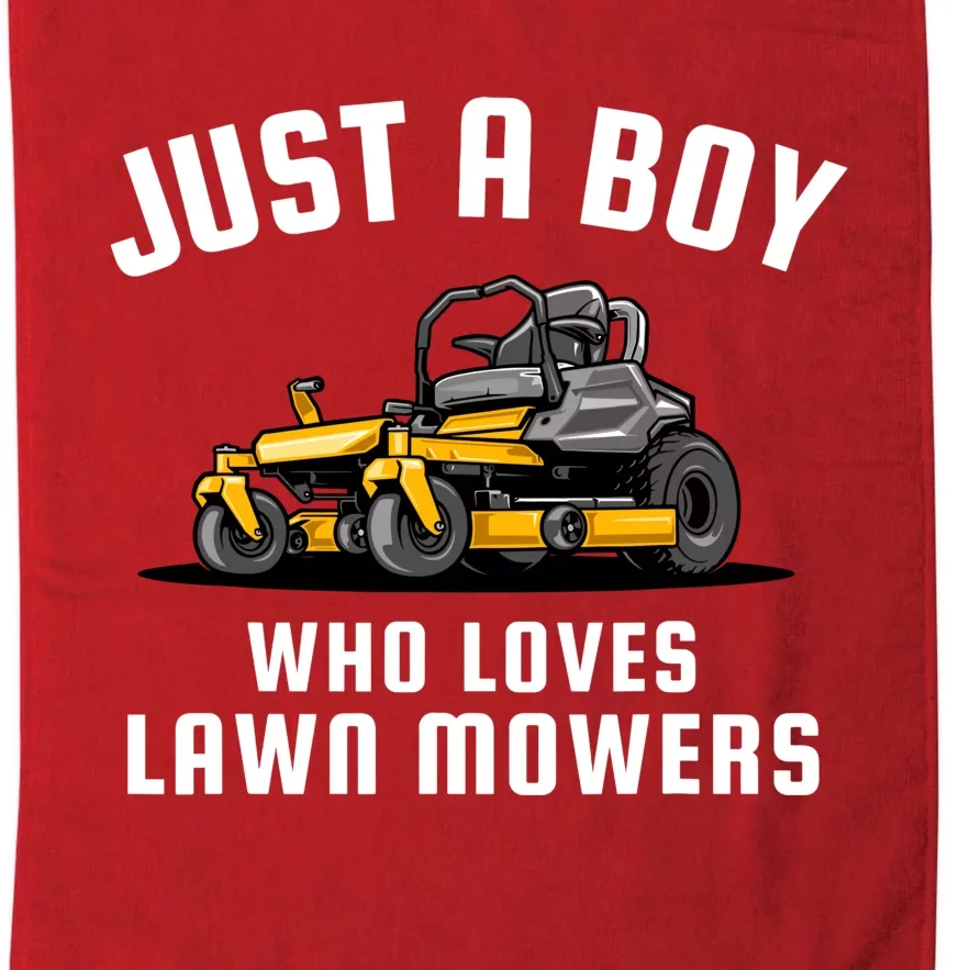 Just A Boy Who Loves Lawn Mowers Platinum Collection Golf Towel