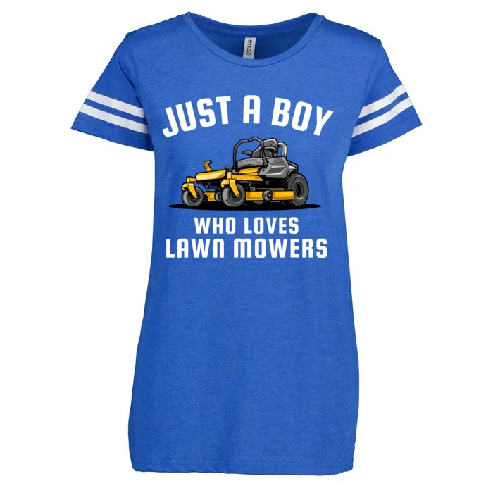 Just A Boy Who Loves Lawn Mowers Enza Ladies Jersey Football T-Shirt