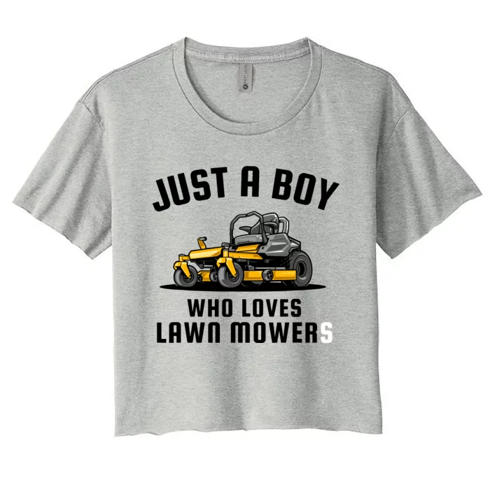 Just A Boy Who Loves Lawn Mowers Women's Crop Top Tee