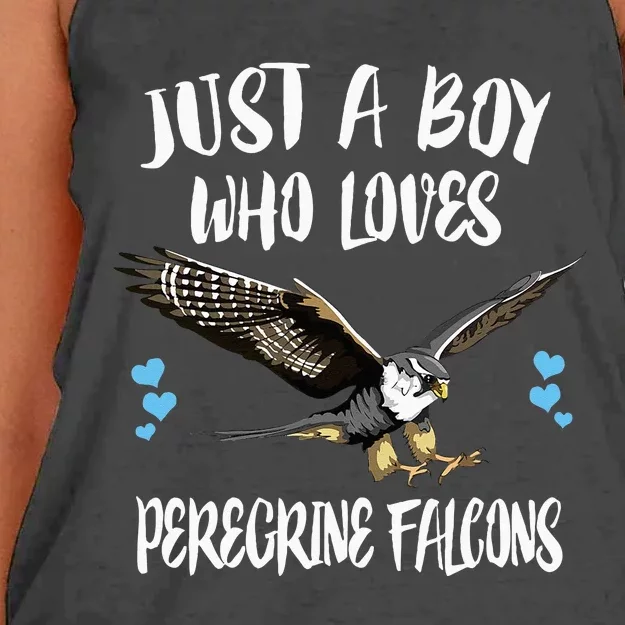 Just A Boy Who Loves Peregrine Birds Women's Knotted Racerback Tank