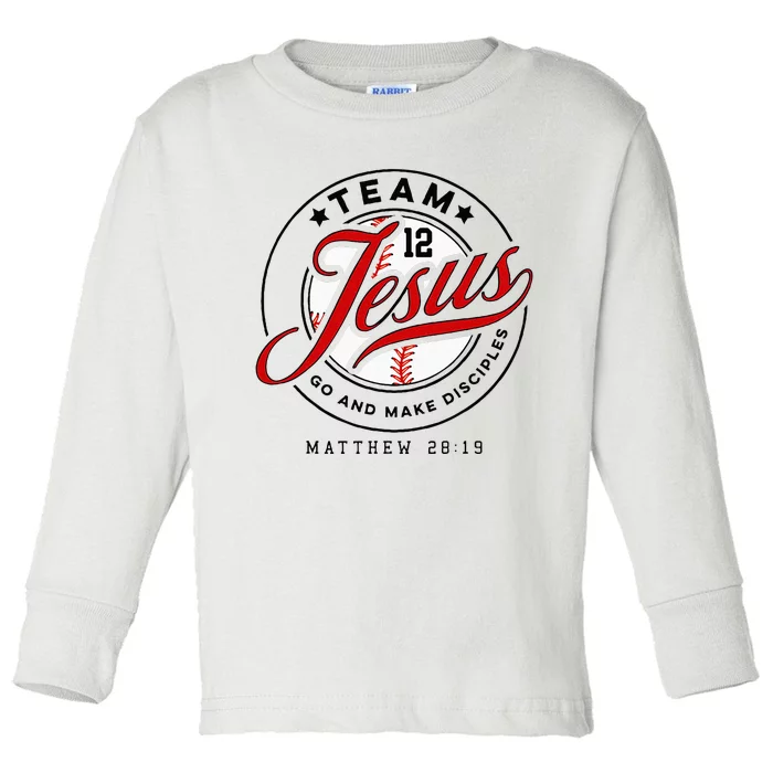 Jesus And Baseball Team Jesus Christian Matthew 2819 Love Toddler Long Sleeve Shirt