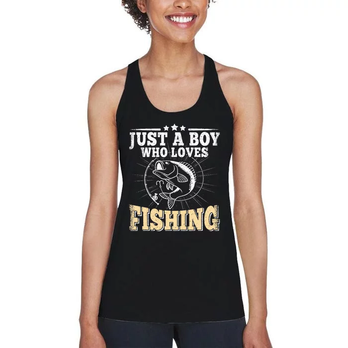 Just A Boy Who Loves Fishing Women's Racerback Tank