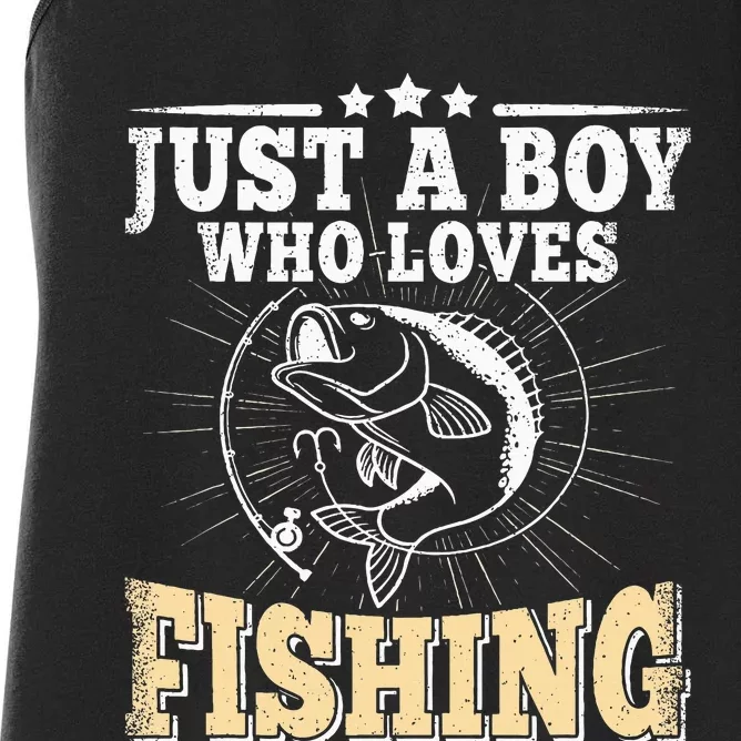 Just A Boy Who Loves Fishing Women's Racerback Tank