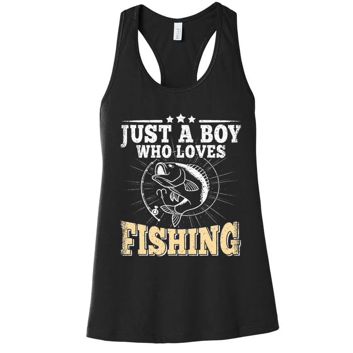 Just A Boy Who Loves Fishing Women's Racerback Tank