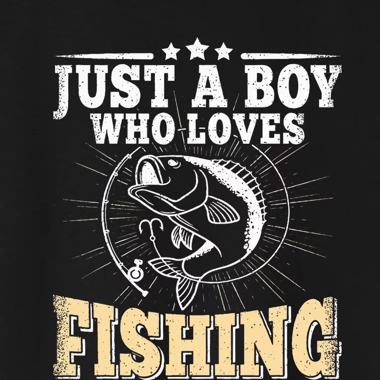 Just A Boy Who Loves Fishing Women's Crop Top Tee