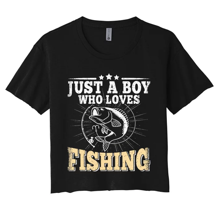 Just A Boy Who Loves Fishing Women's Crop Top Tee