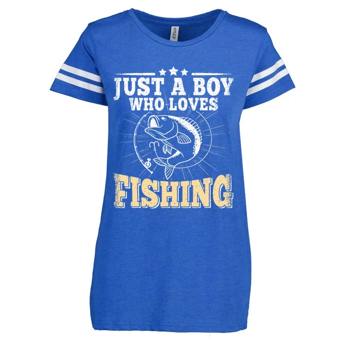 Just A Boy Who Loves Fishing Enza Ladies Jersey Football T-Shirt