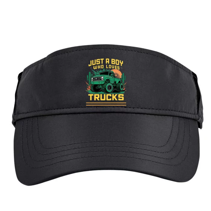 Just A Boy Who Loves Trucks Adult Drive Performance Visor