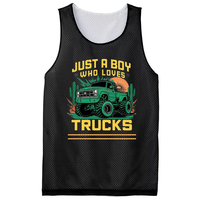 Just A Boy Who Loves Trucks Mesh Reversible Basketball Jersey Tank