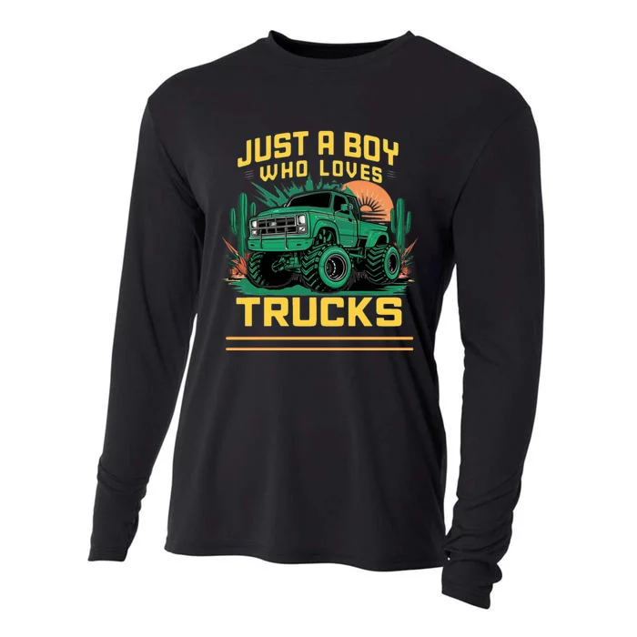 Just A Boy Who Loves Trucks Cooling Performance Long Sleeve Crew