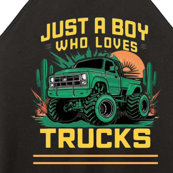 Just A Boy Who Loves Trucks Women’s Perfect Tri Rocker Tank