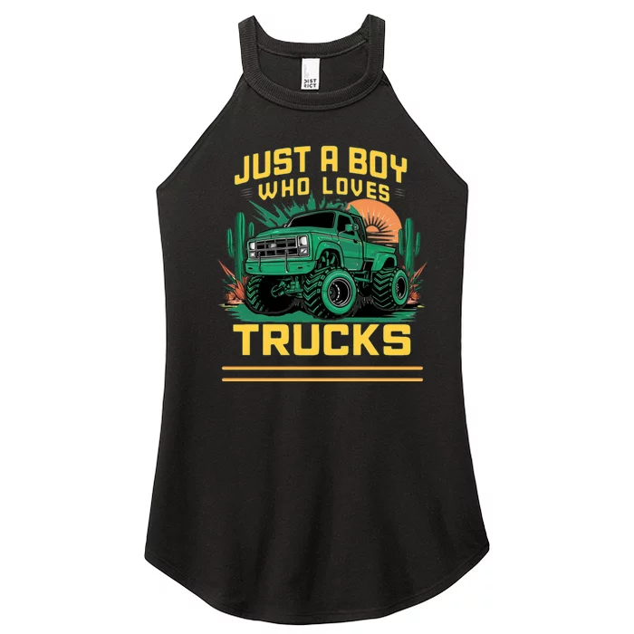 Just A Boy Who Loves Trucks Women’s Perfect Tri Rocker Tank