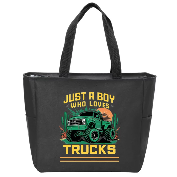 Just A Boy Who Loves Trucks Zip Tote Bag