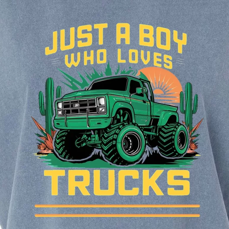 Just A Boy Who Loves Trucks Garment-Dyed Women's Muscle Tee