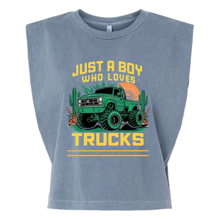 Just A Boy Who Loves Trucks Garment-Dyed Women's Muscle Tee