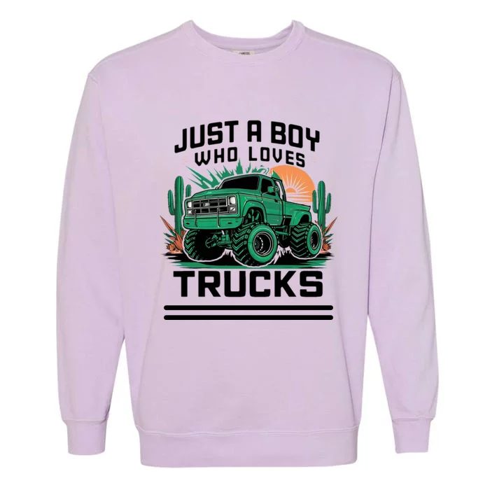 Just A Boy Who Loves Trucks Garment-Dyed Sweatshirt