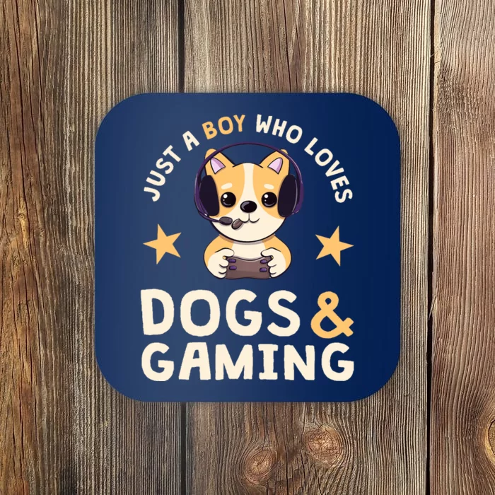 Just A Boy Who Loves Dogs And Gaming Cute Gamer Dog Coaster