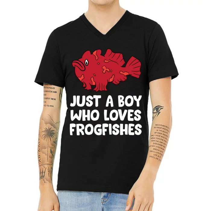 Just A Boy Who Loves Frogfishes V-Neck T-Shirt