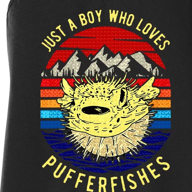 Just A Boy Who Loves Pufferfishes Puffer Fish Women's Racerback Tank