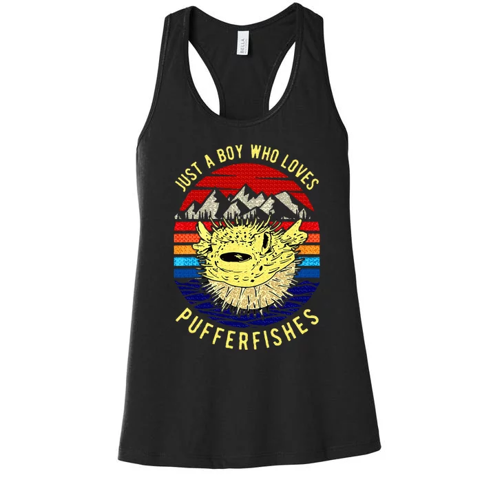 Just A Boy Who Loves Pufferfishes Puffer Fish Women's Racerback Tank