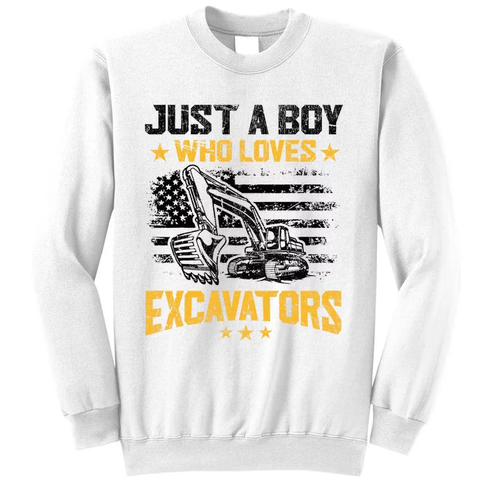 Just A Boy Who Loves Excavators Boy Construction Vehicle Sweatshirt