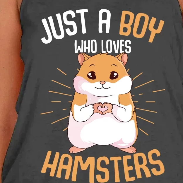 Just A Boy Who Loves Hamsters Hammy Boy Hamster Lover Women's Knotted Racerback Tank