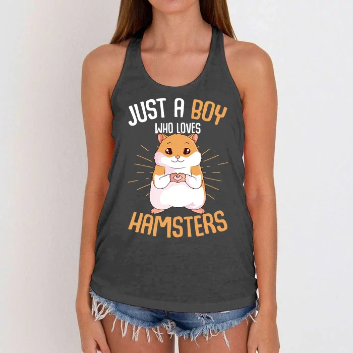 Just A Boy Who Loves Hamsters Hammy Boy Hamster Lover Women's Knotted Racerback Tank