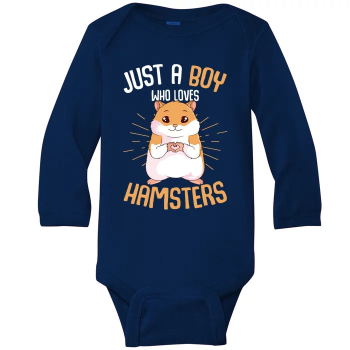 Just A Boy Who Loves Hamsters Hammy Boy Hamster Lover Baby Long Sleeve Bodysuit