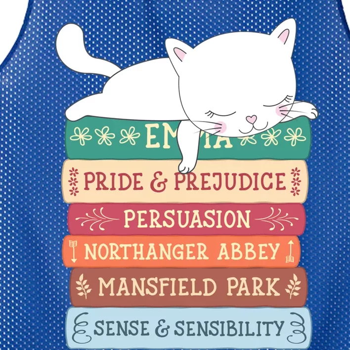 Jane Austen Book Stack Funny Literary Literature Gift Mesh Reversible Basketball Jersey Tank