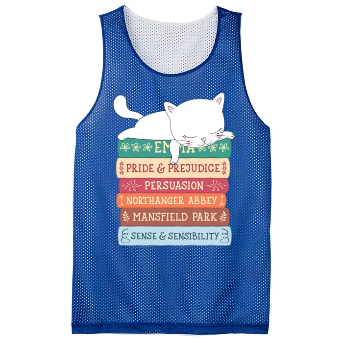 Jane Austen Book Stack Funny Literary Literature Gift Mesh Reversible Basketball Jersey Tank