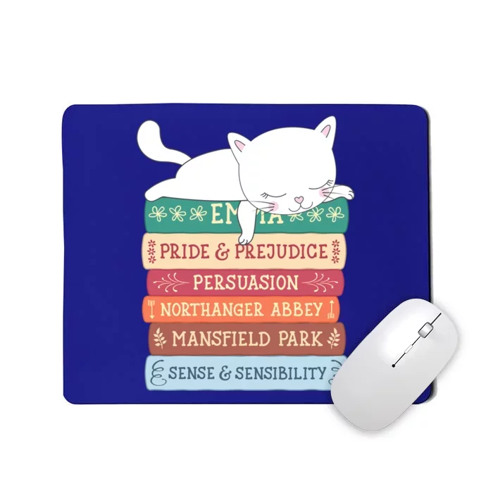 Jane Austen Book Stack Funny Literary Literature Gift Mousepad