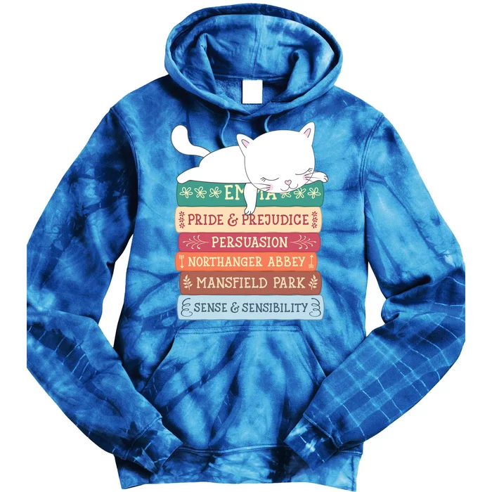 Jane Austen Book Stack Funny Literary Literature Gift Tie Dye Hoodie