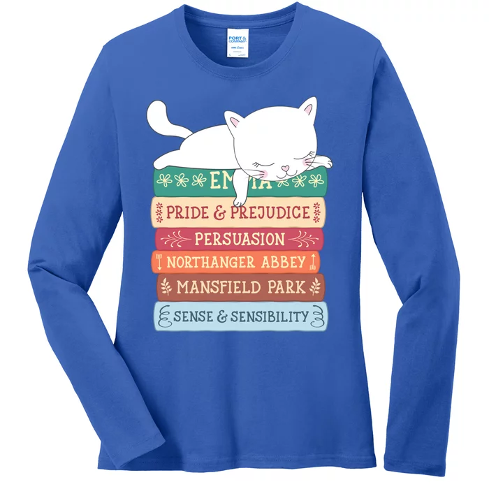 Jane Austen Book Stack Funny Literary Literature Gift Ladies Long Sleeve Shirt