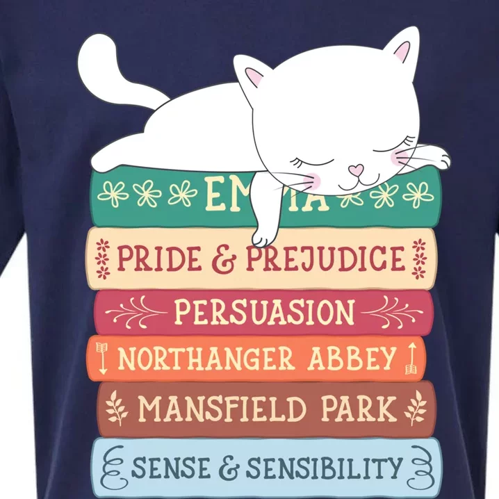 Jane Austen Book Stack Funny Literary Literature Gift Sueded Cloud Jersey T-Shirt