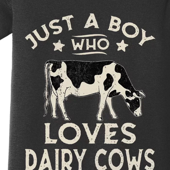 Just A Boy Who Loves Dairy Cows Funny Dairy Cow Lovers Baby Bodysuit